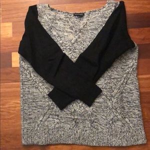 club monaco black and white sweater, size L